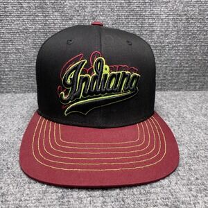 Indiana Hoosiers Hat Cap Snap Back Black Red NCAA Basketball Script Mens